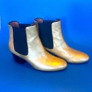 Golden Missoni ankle boos. Leather.